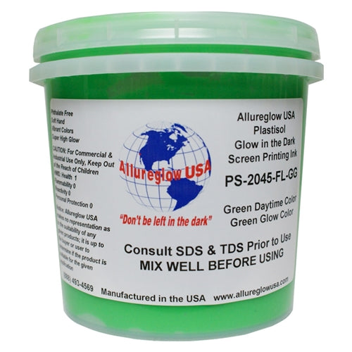 Allureglow USA Green Plastisol Glow in the Dark Ink (Glows Green) - Quart