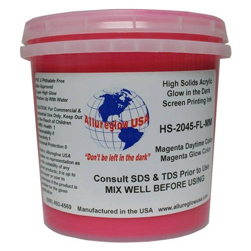 Allureglow USA Magenta Plastisol Glow in the Dark Ink (Glows Magenta) - Quart