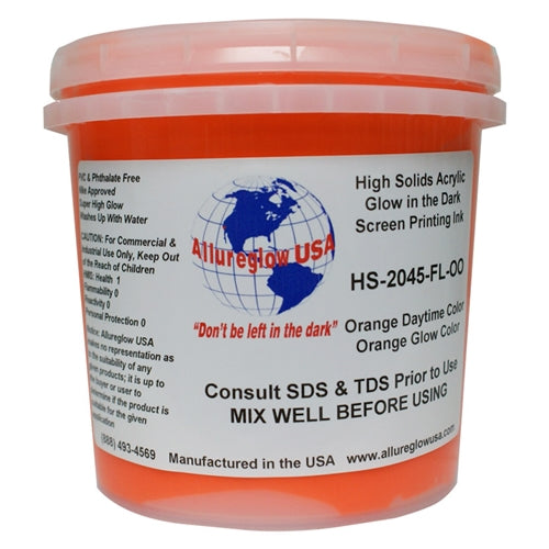 Allureglow USA Orange Plastisol Glow in the Dark Ink (Glows Orange) - Quart