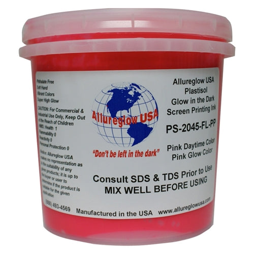 Allureglow USA Pink Plastisol Glow in the Dark Ink (Glows Pink) - Quart
