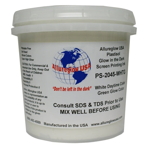 Allureglow USA White Plastisol Glow in the Dark Ink (Glows Green) - Quart