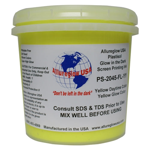 Allureglow USA Yellow Plastisol Glow in the Dark Ink (Glows Yellow) - Quart