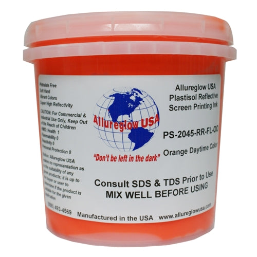 Allureglow USA Orange Plastisol Reflective Ink - Quart