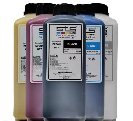 Direct to Transfer Film Ink for Epson printheads. Bottle of 1 Liter for CMYK and 900 ML for White