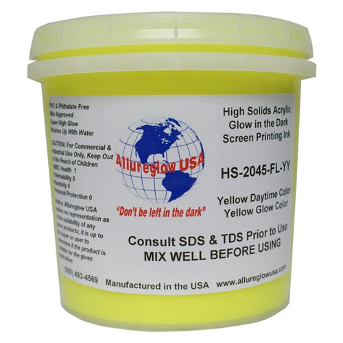 Allureglow USA Yellow HSA Water Based Glow Ink (Glows Yellow) - Quart