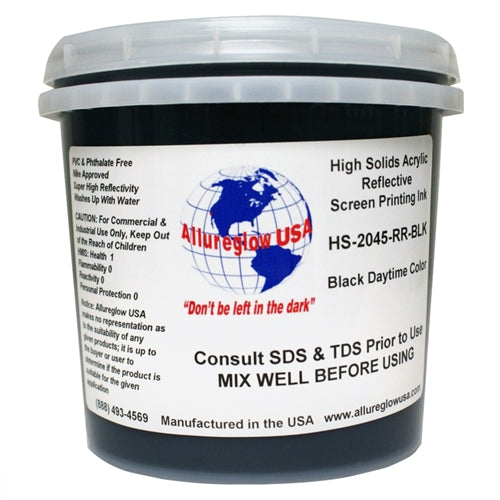 Allureglow USA Black HSA Water Based Reflective Ink - Gallon